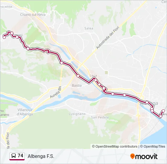 74 Bus Line Map