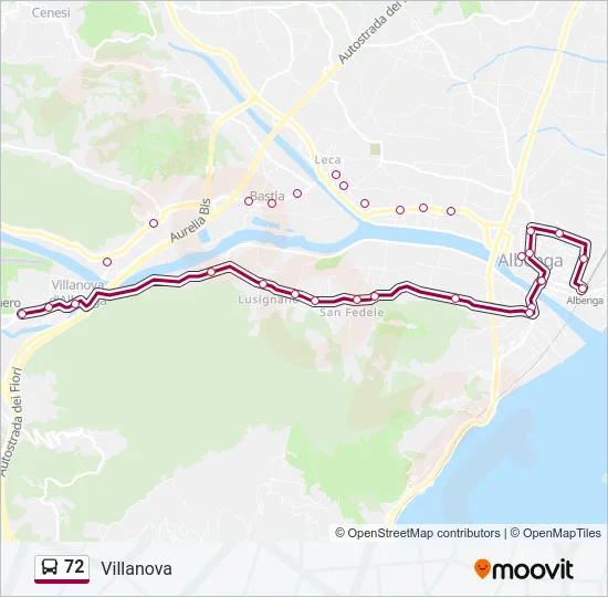 72 Bus Line Map
