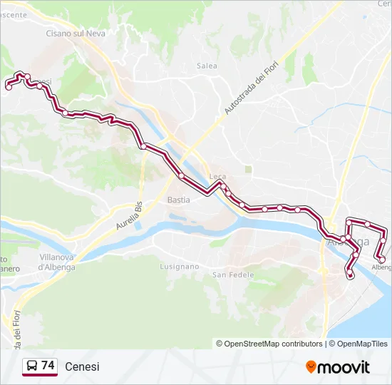 74 Bus Line Map