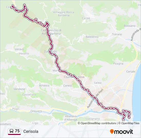 75 Bus Line Map