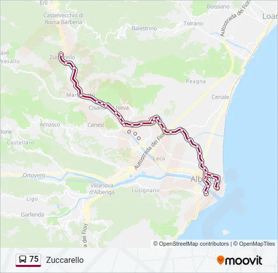 75 Bus Line Map