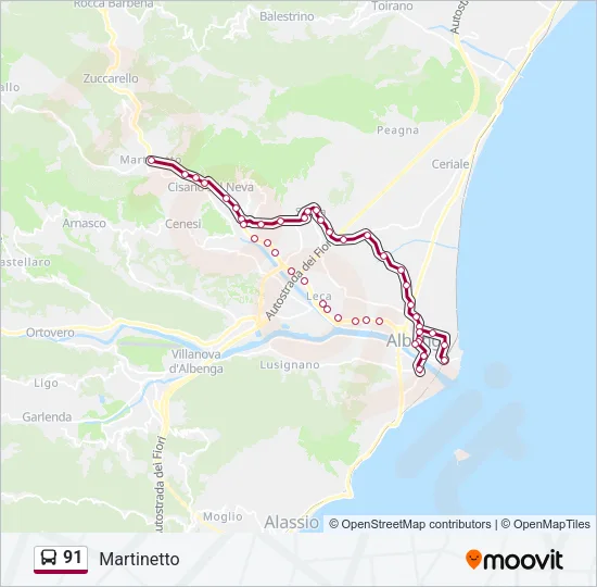 91 Bus Line Map