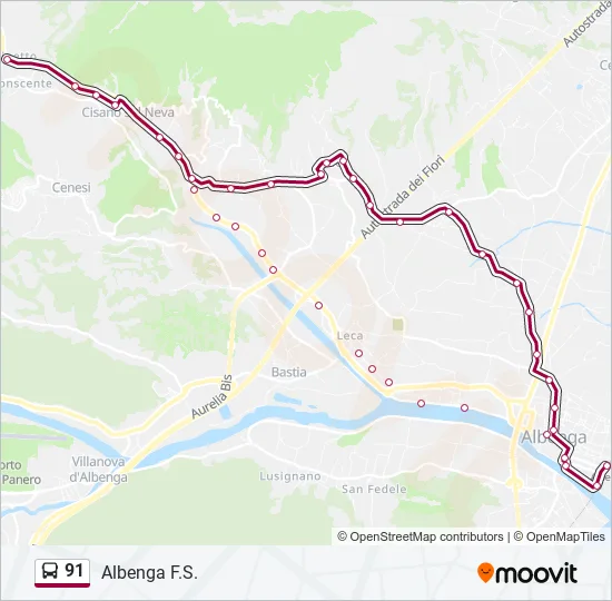 91 Bus Line Map
