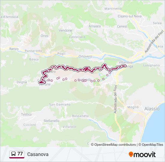 Percorso linea bus 77