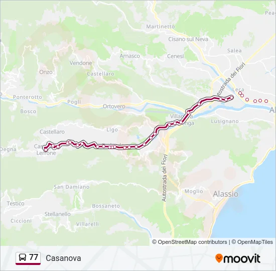 Percorso linea bus 77