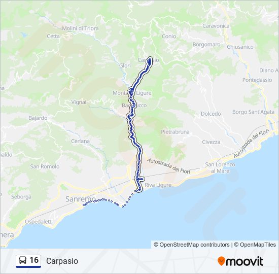 Percorso linea bus 16