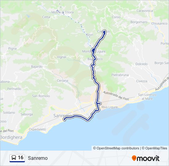 Percorso linea bus 16