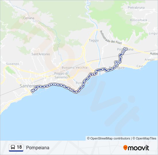 Percorso linea bus 18