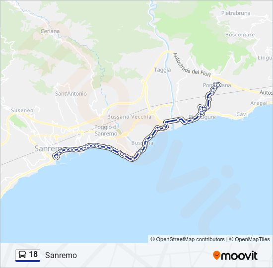 Percorso linea bus 18