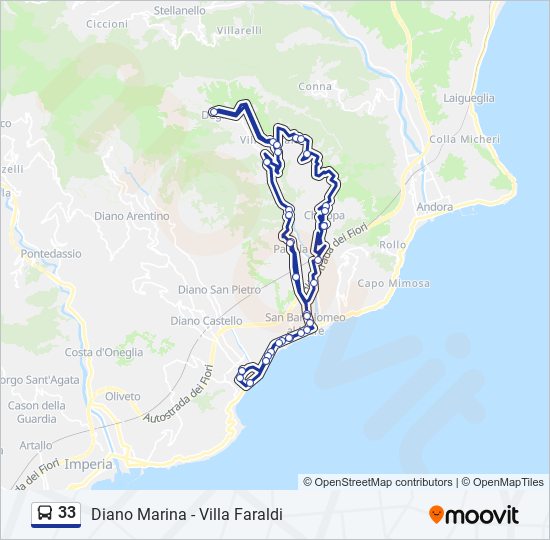 Percorso linea bus 33