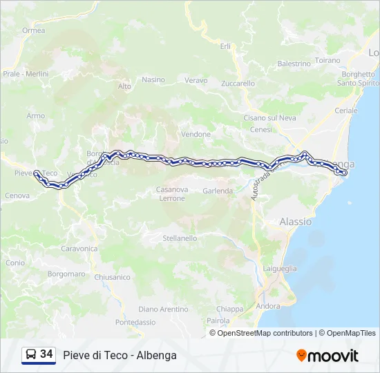 34 Bus Line Map