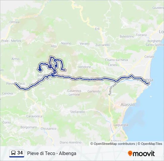 34 Bus Line Map