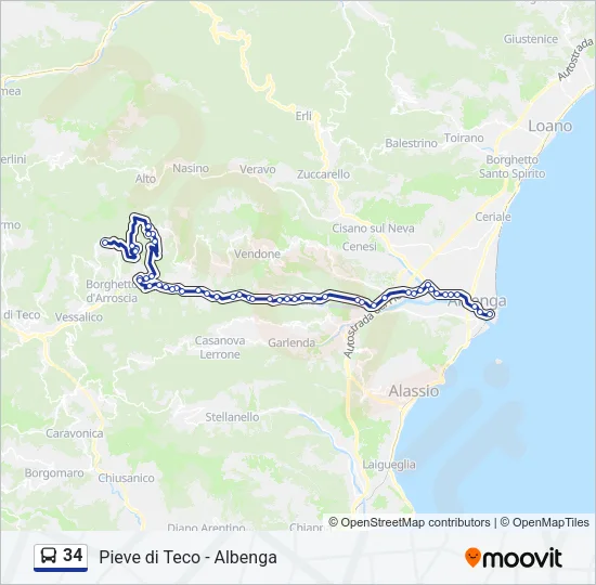 34 Bus Line Map
