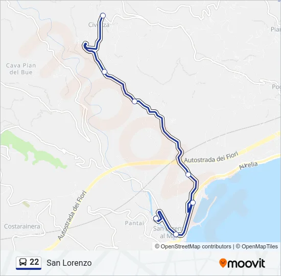 22 Bus Line Map