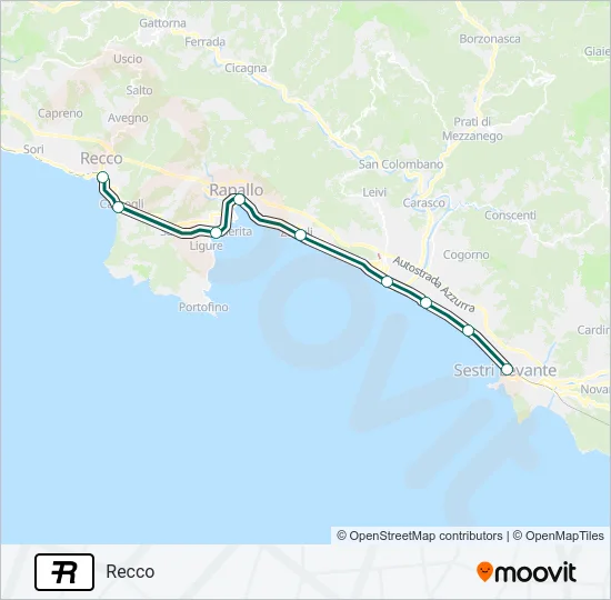 Percorso linea treno R