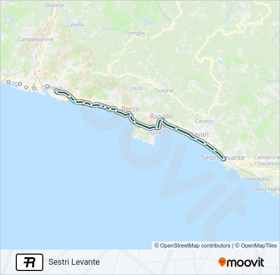 Percorso linea treno R