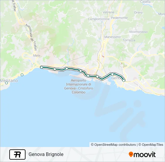 Percorso linea treno R