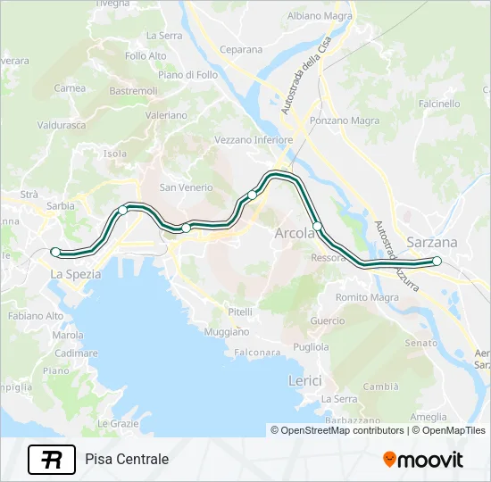 Percorso linea treno R