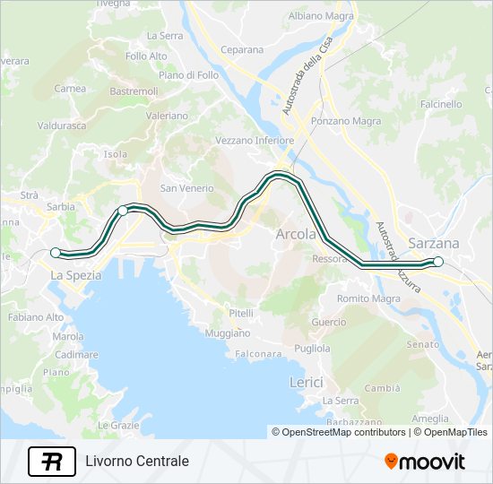 Percorso linea treno R