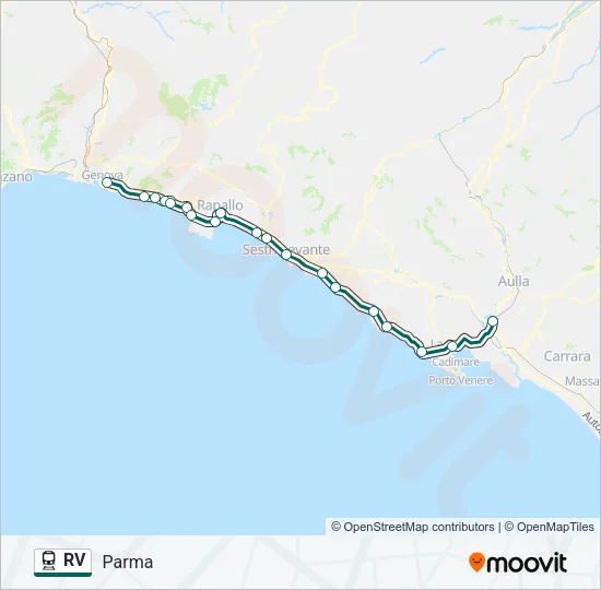 Percorso linea treno RV