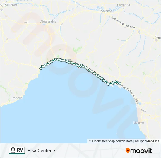 Percorso linea treno RV