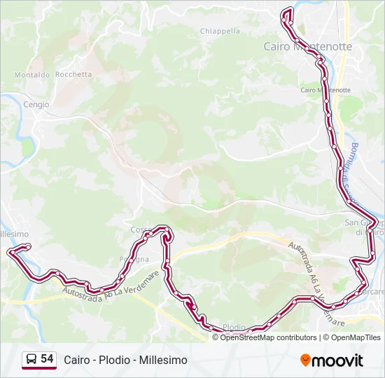 54 Bus Line Map