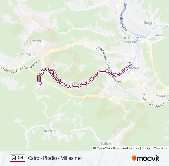 54 bus Line Map