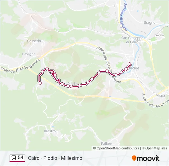 54 Bus Line Map