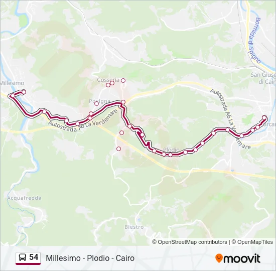 54 Bus Line Map