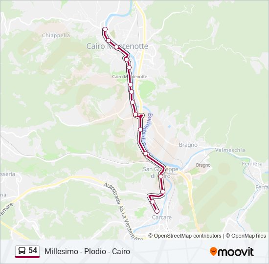 Percorso linea bus 54