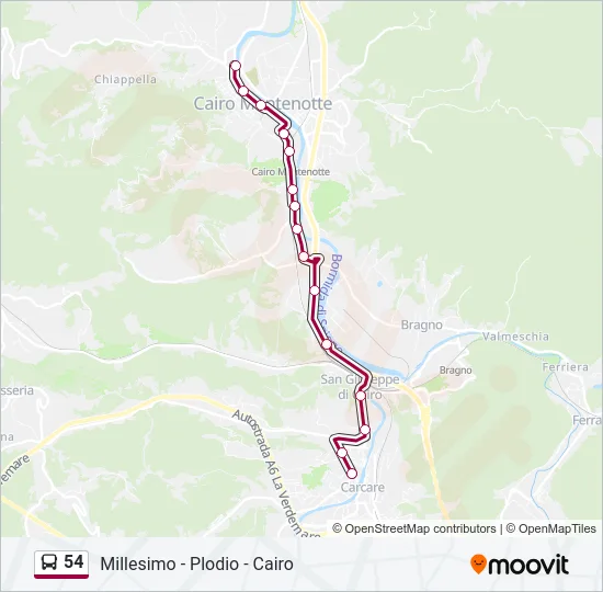 54 Bus Line Map