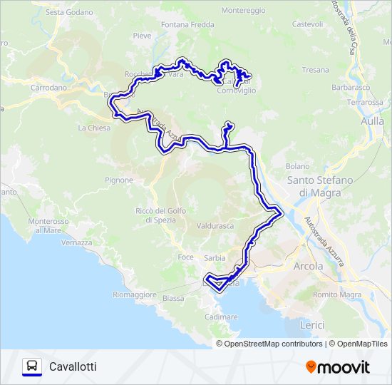 Percorso linea bus 2 GIUGNO-CAVALLOTTI