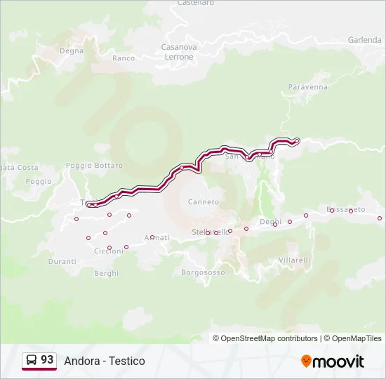 93 Bus Line Map
