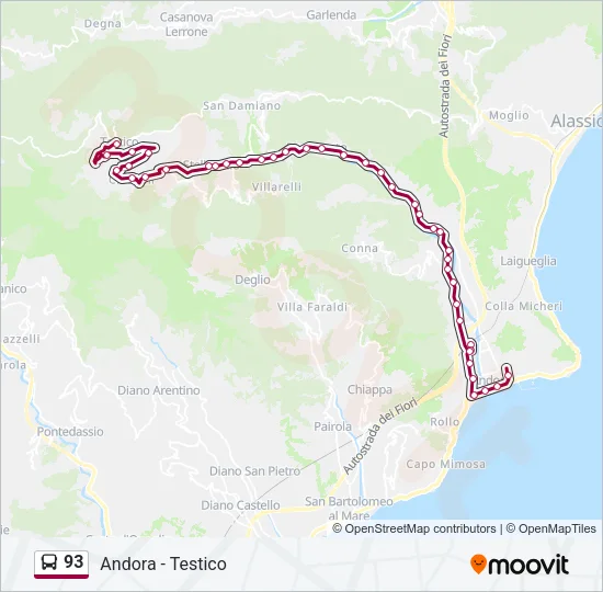 93 Bus Line Map
