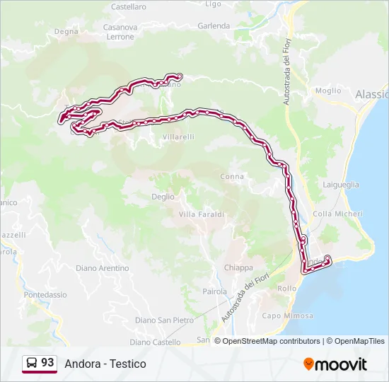 93 Bus Line Map