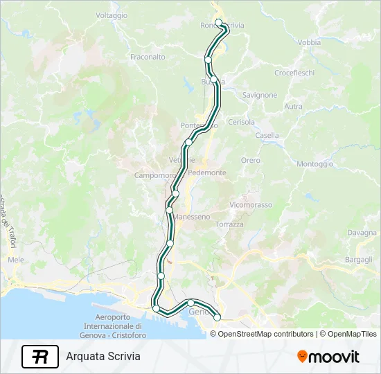 Percorso linea treno R