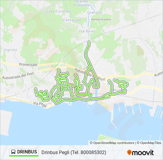 Percorso linea bus DRINBUS