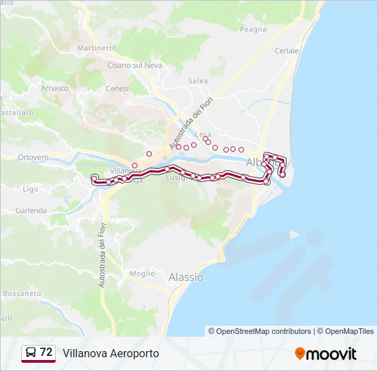 72 Bus Line Map
