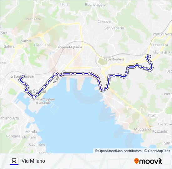 VIA MILANO Bus Line Map