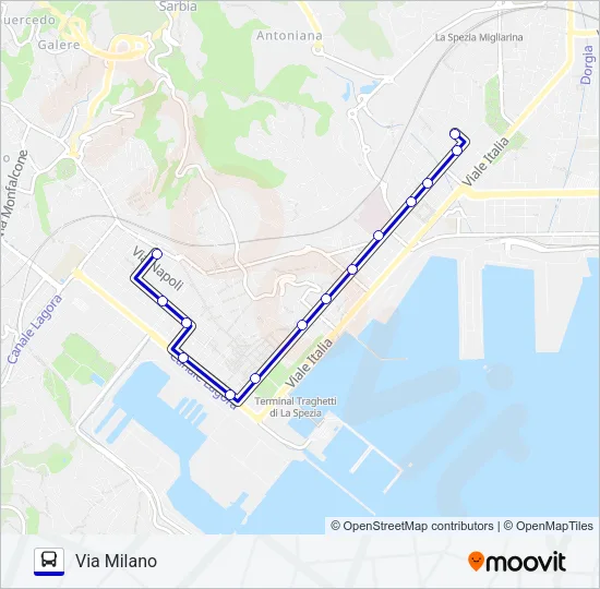 VIA MILANO Bus Line Map