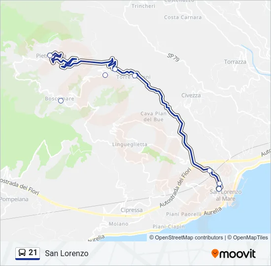 21 Bus Line Map