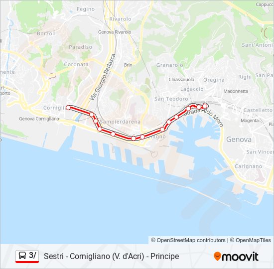 Percorso linea bus 3/