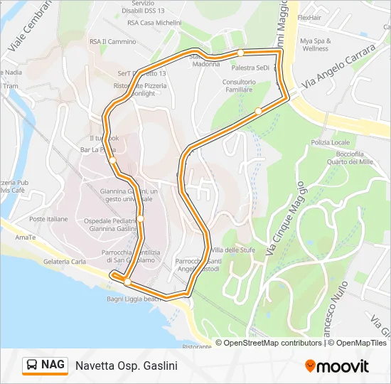 Percorso linea bus NAG