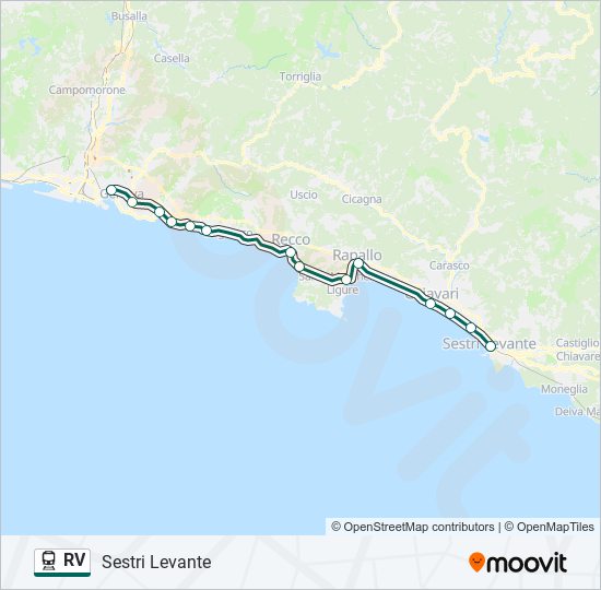 Percorso linea treno RV