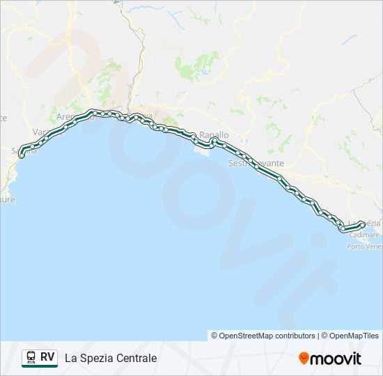 Percorso linea treno RV