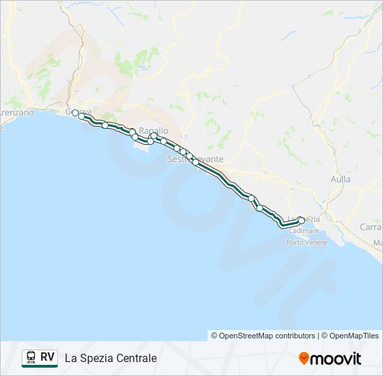 Percorso linea treno RV