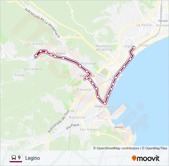 9 Bus Line Map
