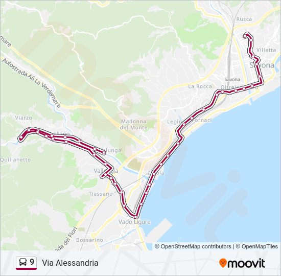 Percorso linea bus 9