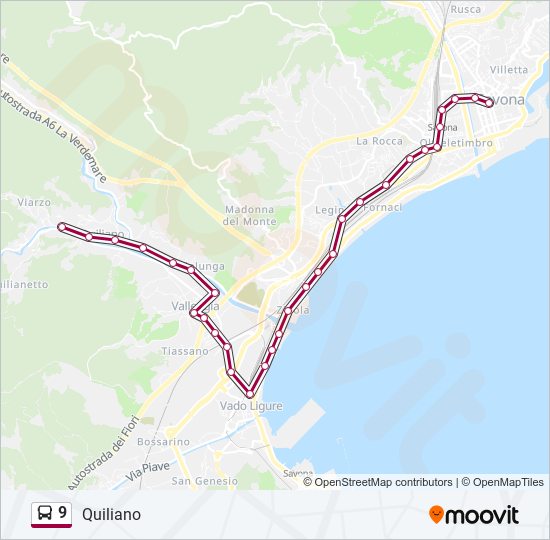 9 bus Line Map