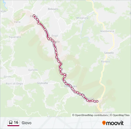 16 Bus Line Map